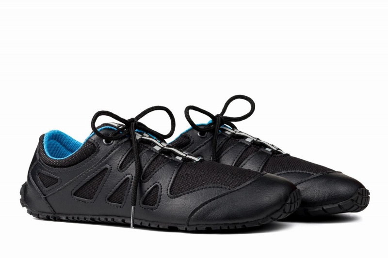 Ahinsa Chitra Run Barefoot Men's Running Shoes Black Blue | PHU9172NE