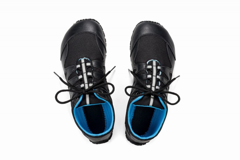 Ahinsa Chitra Run Barefoot Men's Running Shoes Black Blue | PHU9172NE