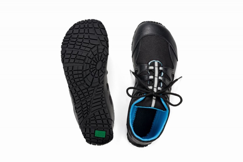 Ahinsa Chitra Run Barefoot Men's Running Shoes Black Blue | PHU9172NE