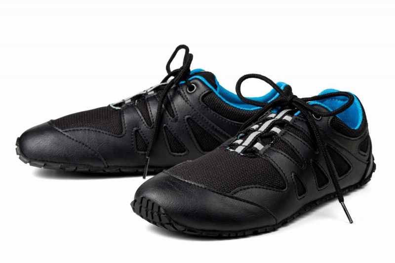 Ahinsa Chitra Run Barefoot Men's Running Shoes Black Blue | PHU9172NE