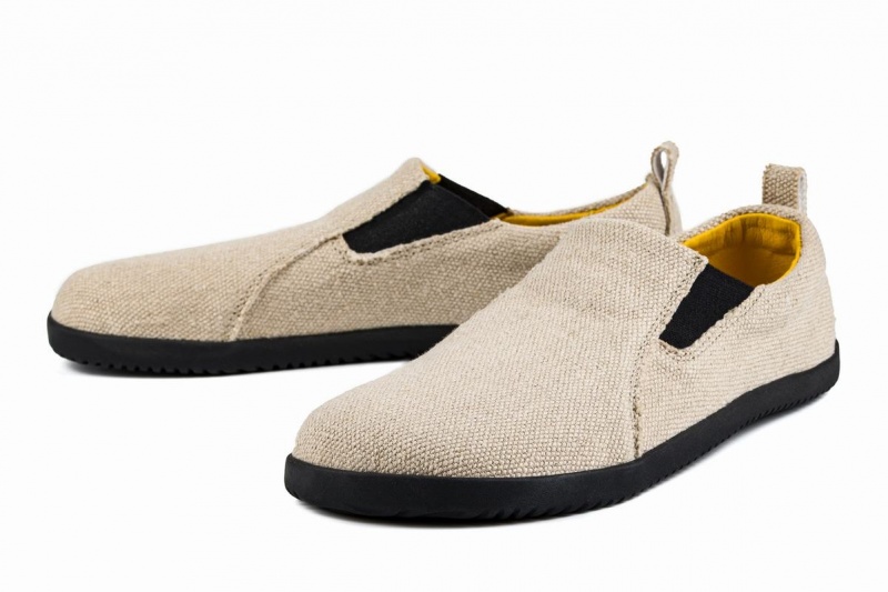 Ahinsa Hemp Barefoot Men's Slip On Sneakers Beige | NKM3946QM