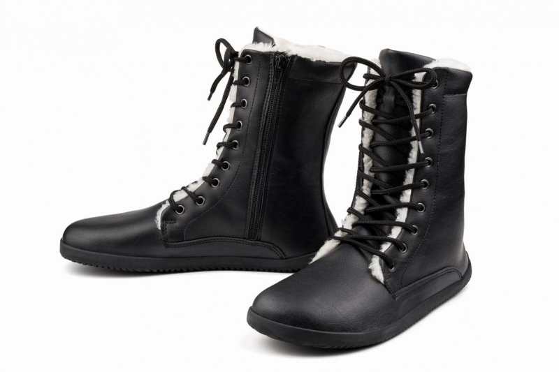 Ahinsa Jaya Zip-up Barefoot Women's Winter Boots Black | HGX8544KE