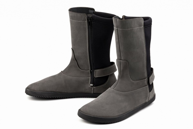 Ahinsa Nubuck Barefoot Women's Mid-Calf Boots Grey | JNU683ZM