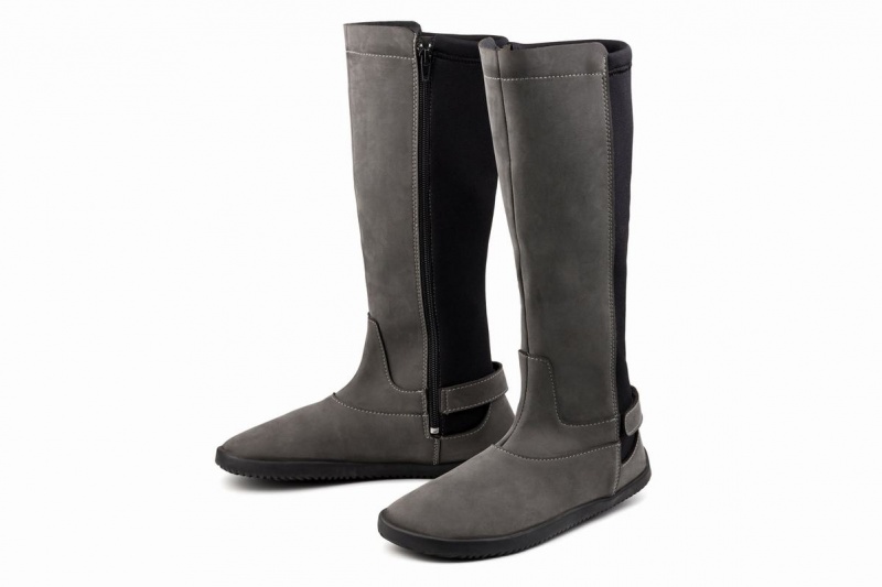 Ahinsa Nubuck Barefoot Women's Tall Boots Grey | BGK4325MY