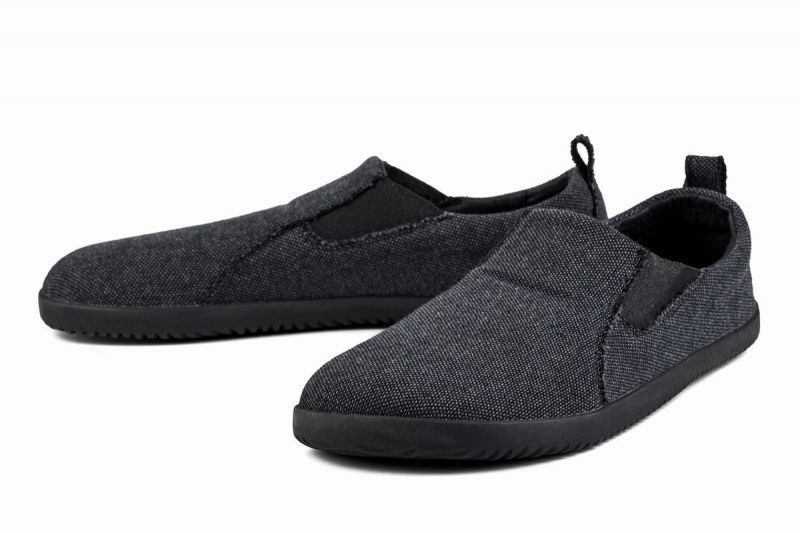 Ahinsa Recycled Barefoot Men's Slip On Sneakers Dark Grey | JQW215VK