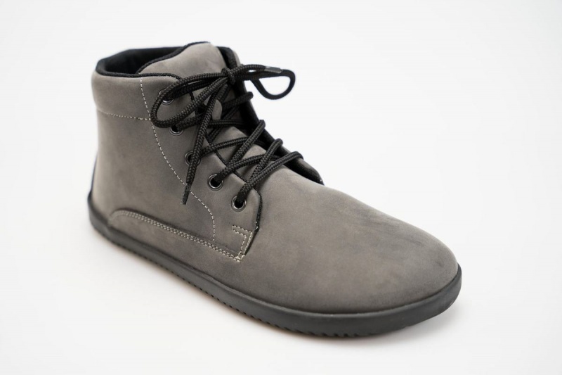 Ahinsa Sundara Nubuck Barefoot Men's Ankle Boots Grey | AND9011UR